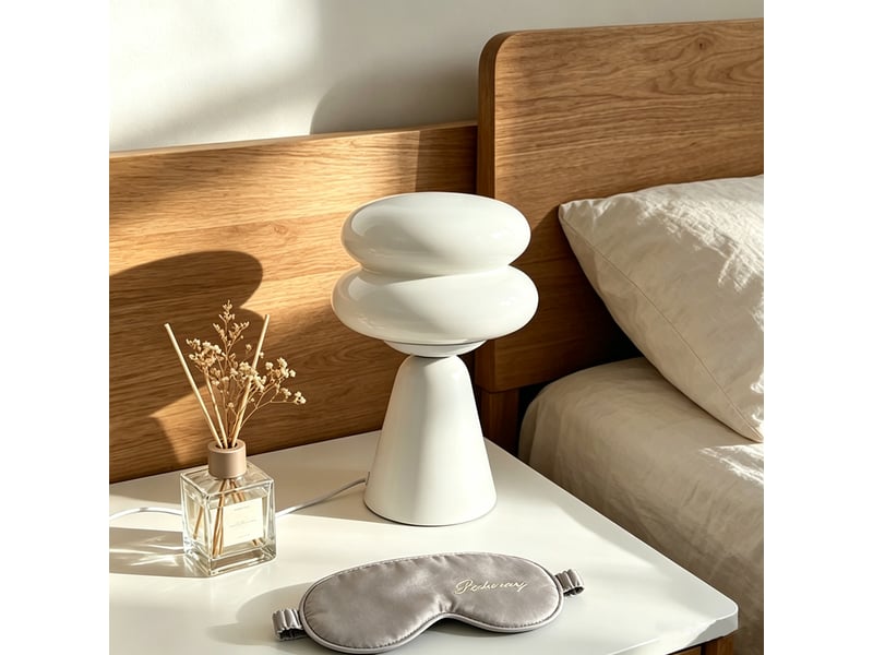  Lampe de table champignon, vintage – 3 modes de couleur dimmables, veilleuse led, déco pour chambre et salon-blanc  - Conforama C
