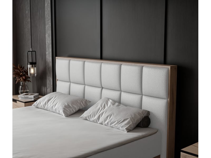  Lit adulte lavio ii - 120x200 cm - matelas ressorts + surmatelas - coffre de rangement - éco-cuir résistant blanc LAVIO II - Conforama D