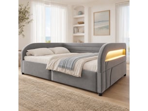 Lit coffre 140x200 cm <strong>ELVMI</strong> <strong></strong> coloris gris