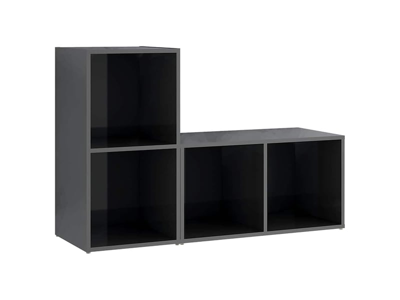  Lot de 2 meuble tv bas salon gris brillant 72x35x36,5 cm bois d'ingénierie shl50482  - Conforama A