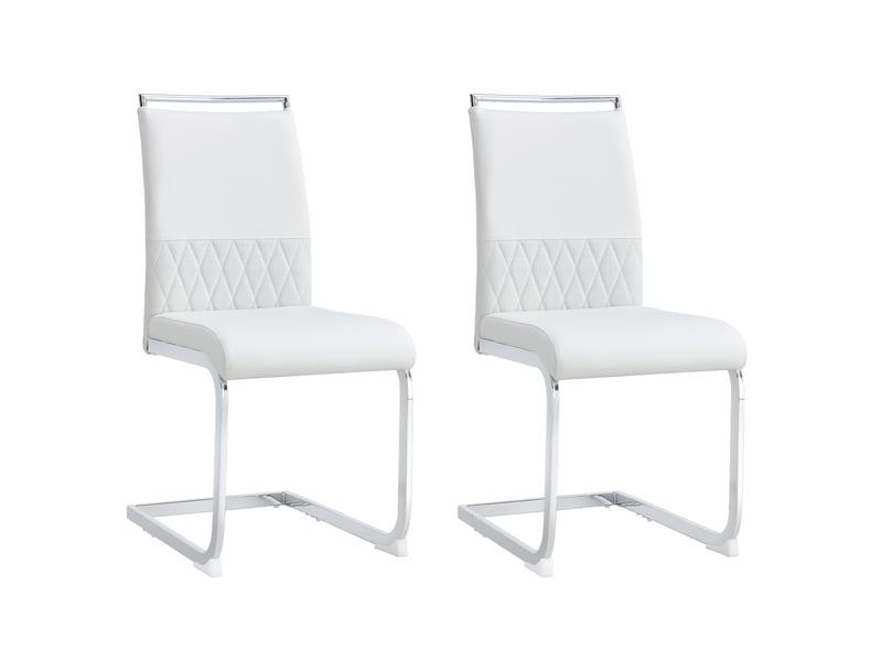  Lot de 2 chaises de salle à manger,42x48x95 cm,pu et lin,blanc  - Conforama A