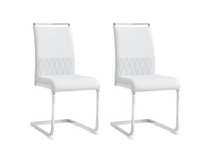 Lot de 2 chaises de salle à manger,42x48x95 cm,pu et lin,blanc