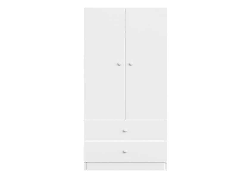  Armoire individuelle 70 × 40 × 170 cm blanc, deux tiroirs et style color block pour chambre  - Conforama E
