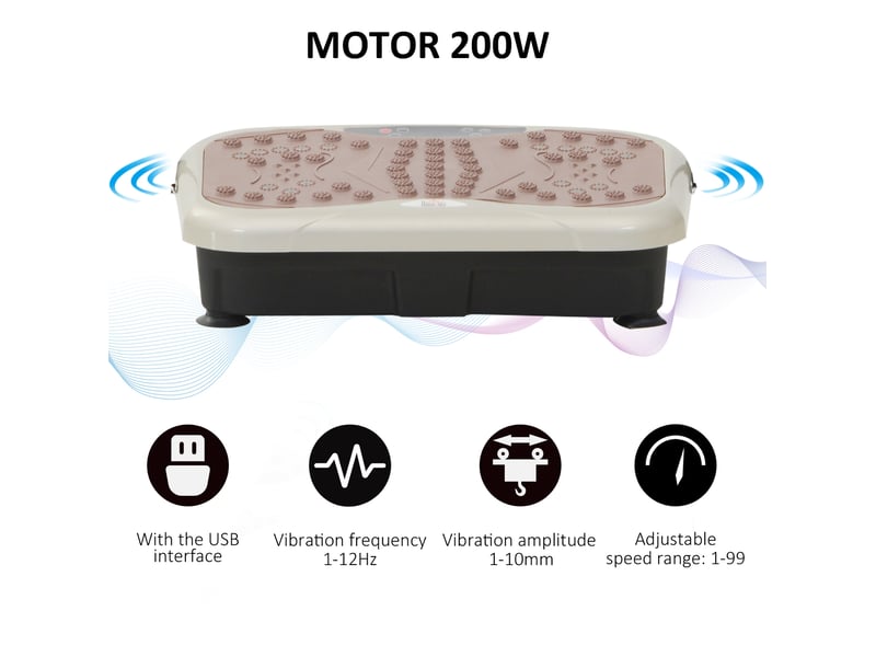  Plateforme vibrante 54x33x14 cm affichage led, haut-parleur usb, télécommande beige  - Conforama D