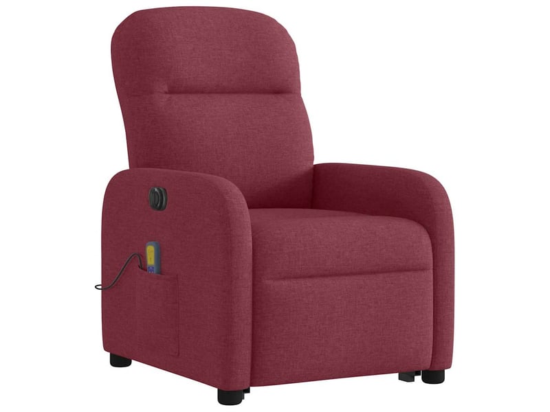  Fauteuil inclinable de massage électrique rouge bordeaux tissu  - Conforama D