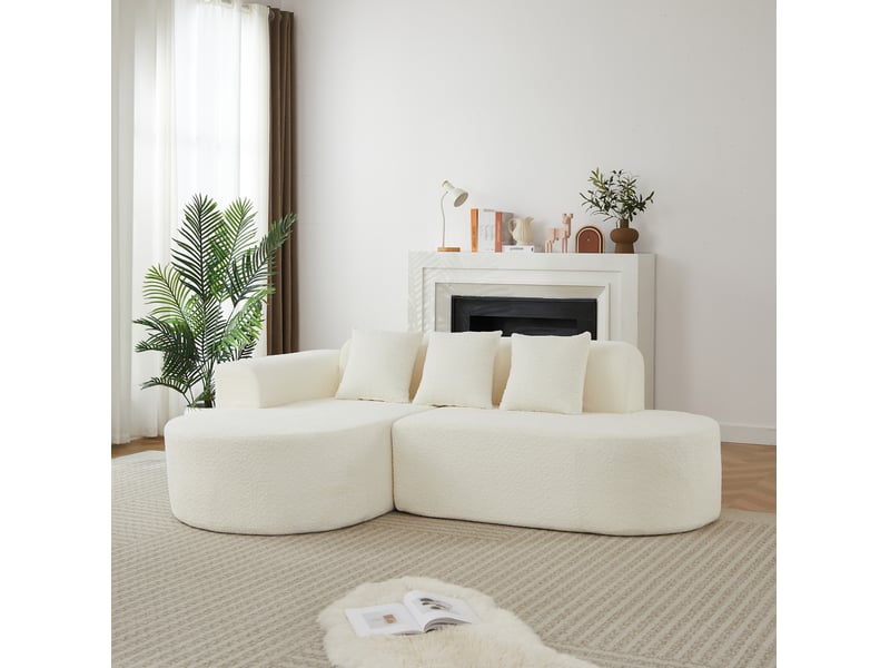 Canapé d'angle 3 places 222x157x73 cm avec méridienne gauche beige - Conforama E