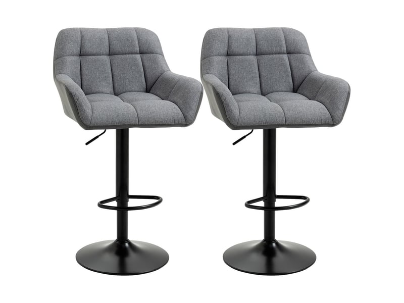  Lot de chaises 57 x 52 x 93 cm 2 pièces hauteur réglable chaise de cuisine pivot 360° dossier repose-pieds aspect lin charge jusqu’à 120 kg gris  - Conforama A
