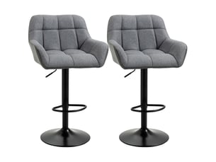 Lot de chaises 57 x 52 x 93 cm 2 pièces hauteur réglable chaise de cuisine pivot 360° dossier repose-pieds aspect lin charge jusqu’à 120 kg gris