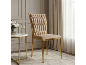 Chaises de salle à manger primo - assise en velours - dossier tressé - 48x42x95 cm - beige