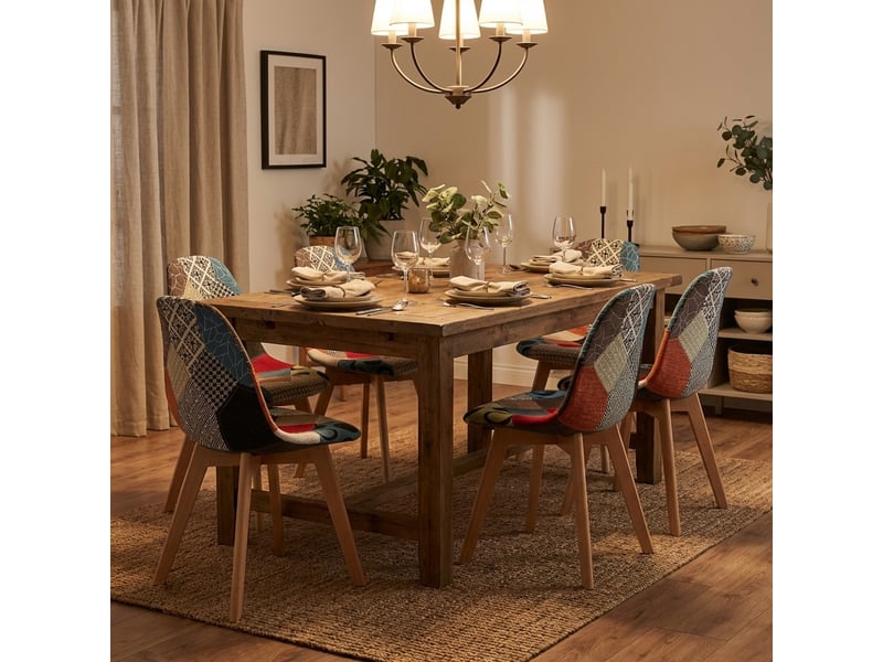  Lot de 4 chaises rembourrées en tissu patchwork victoria  - Conforama B