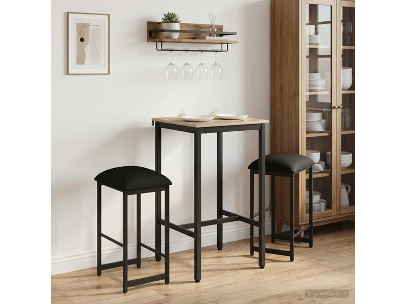  Lot de 2 tabouret de bar, chaise de bar noir 40x32x74 cm bois d'ingénierie shl5346  - Conforama B