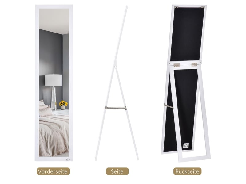 Miroir sur pied et mural 37 x 37 x 154 cm – blanc – vue en pied, cadre mdf rectangulaire intemporel  - Conforama E