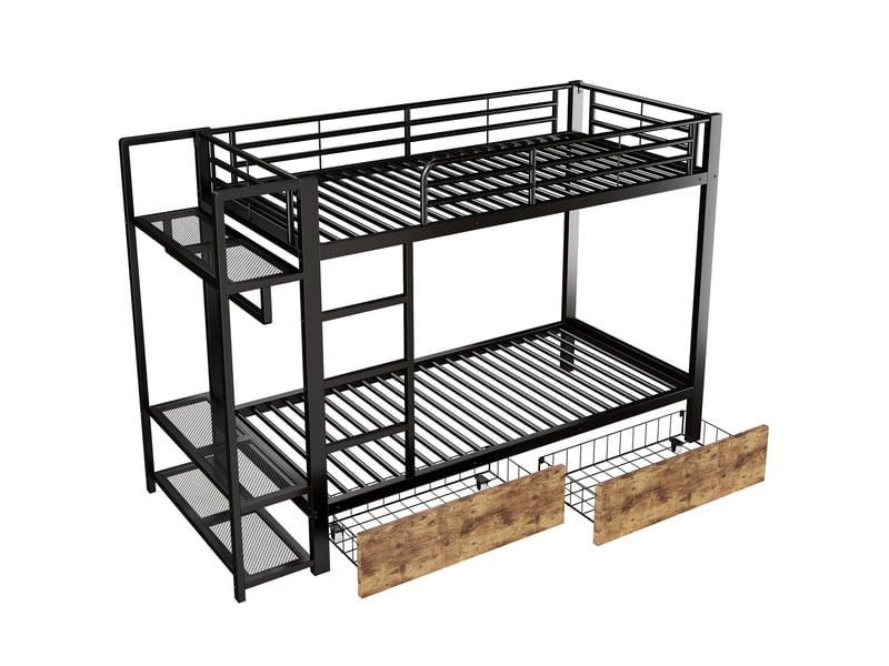 Lit superposé en métal noir 90x200 cm  - Conforama A