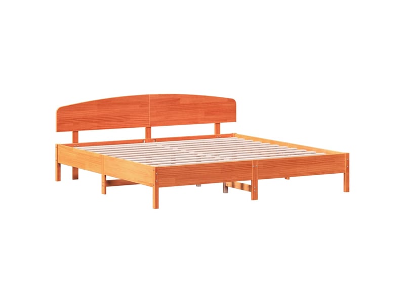  Lit double- lit adulte -  cadre de lit sans matelas  marron 200x200cm bois pin massif  - Conforama B