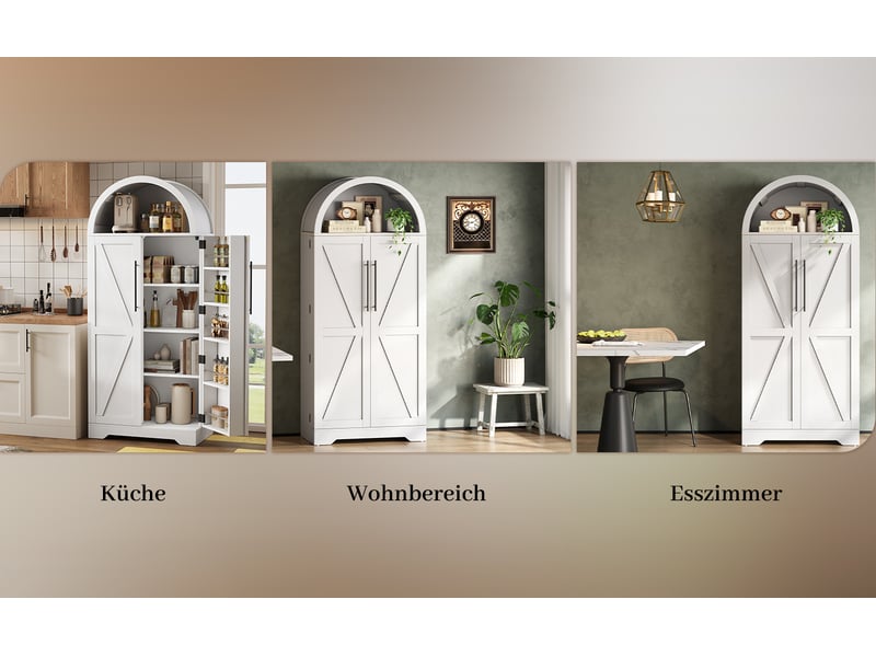  Buffet blanc moderne 165x70x40cm armoire rangement cuisine design voûté mdf  - Conforama W