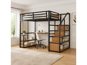Lit mezzanine 140x200 cm <strong>STILVORA</strong>  <strong></strong> coloris noir