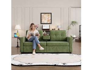 Canapé droit fixe <strong>REDOM</strong> <strong></strong> 2 places Tissu vert avec coffre de rangement