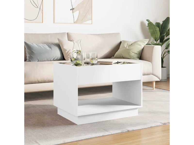  Table basse - table de salon - table à thé avec led infini blanc 70x50x50 cm  - Conforama C