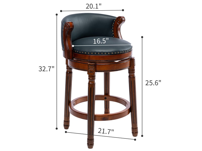  Tabouret de bar pivotant 360°,avec dossier,cuir véritable,bleu  - Conforama C