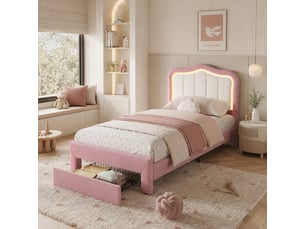 Lit simple 90x200 cm <strong></strong> <strong></strong> coloris rose