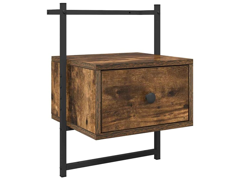  Lot de 2 table de chevet - cabinet de chevet - table de nuit murale chêne fumé 35x30x51 cm  - Conforama D