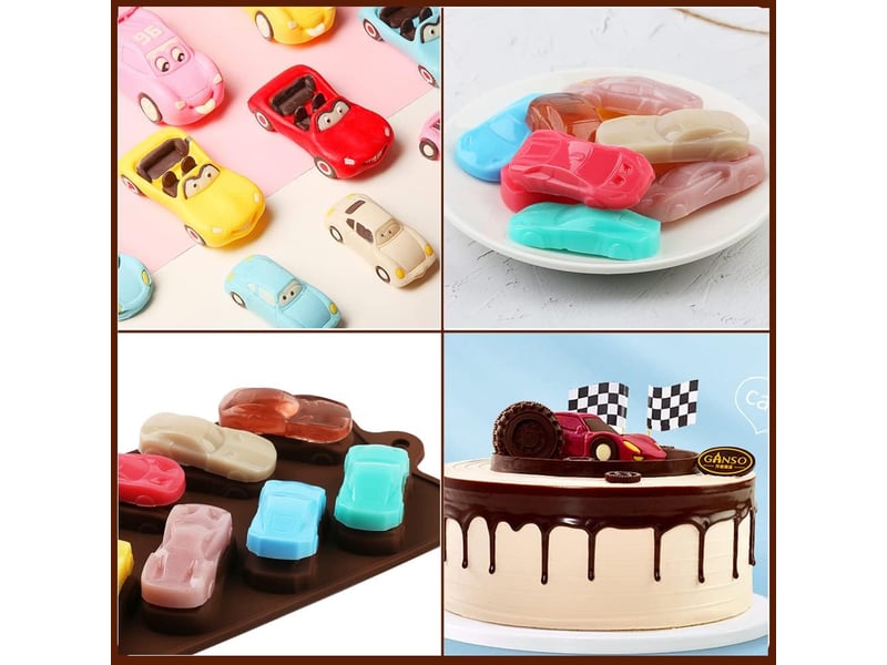  Lot de 2 moules à chocolat en silicone pour décoration de gâteaux, gelée, bonbons, fondant, résine  - Conforama B