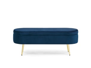 Banc coffre de rangement 20 l velours bleu foncé 110 x 40 x 42 cm