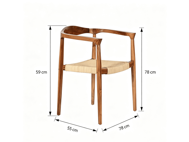  Chaise de salle à manger dkd home decor naturelle marron blanc teck rotin 59 x 55 x 78 cm V3402135 - Conforama B