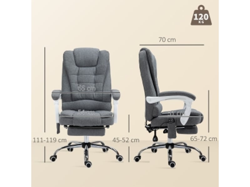  Fauteuil de bureau massant avec chauffage lombaire, gris polyester  - Conforama B