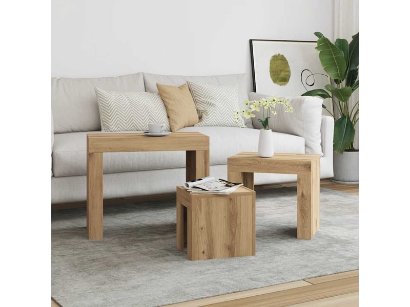  Tables basses gigognes 3 pcs | table de salon chêne artisanal bois d'ingénierie  - Conforama B