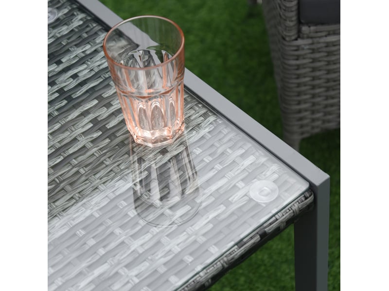  Table d'appoint extérieure 50 x 49,5 x 50 cm – gris – plateau en polyrattan, verre trempé, résistante aux intempéries  - Conforama E