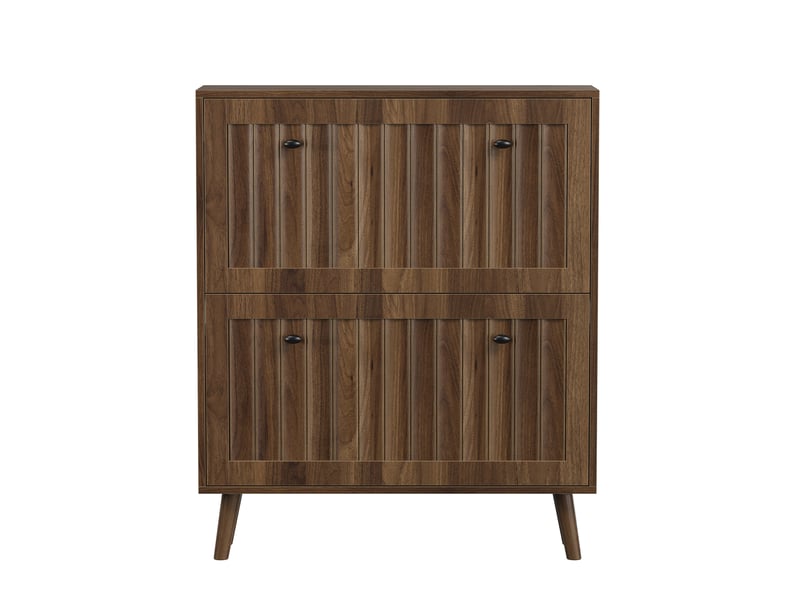 Meuble à chaussures coloris noyer 91.5x46x21 cm avec rangement à abattants  - Conforama E