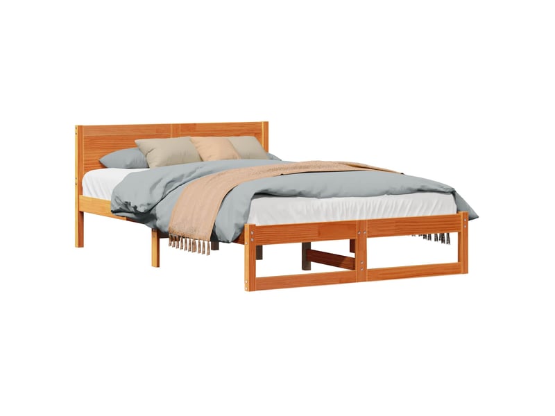  Lit double- lit adulte -  cadre de lit avec tête de lit brun  120 x 190 cm pin massif  - Conforama A