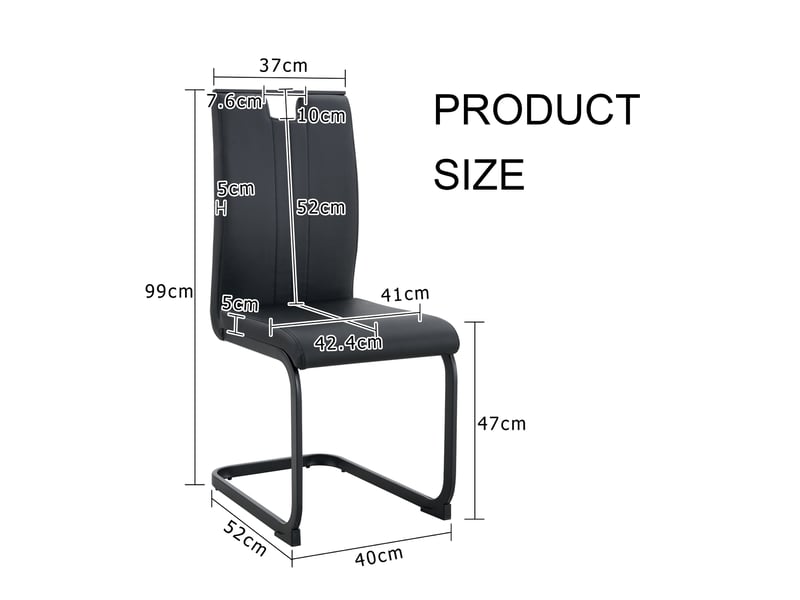  Chaises cintrées noires 2 pièces en pu, s'intégrant parfaitement dans un intérieur industriel et moderne  - Conforama C