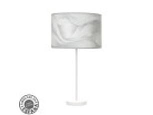 Fabrilamp moda grande lampe à poser blanc gris, abat-jour textile motif vagues grises, 1 x e27, 63 cm