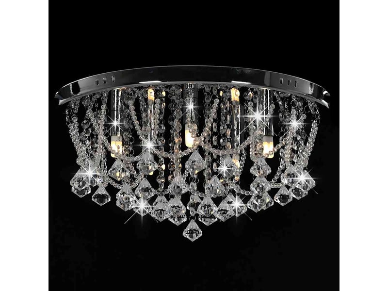  Plafonnier, lampe plafond avec perles de cristal argenté rond 4 ampoules g9  - Conforama D