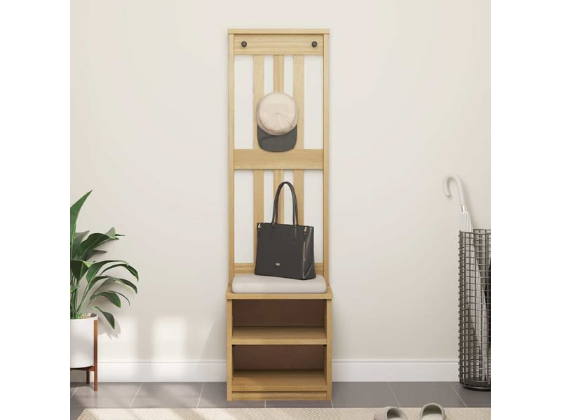  Porte manteau couloir sandnes 45x40x159,5 cm bois massif pin shl81740  - Conforama C