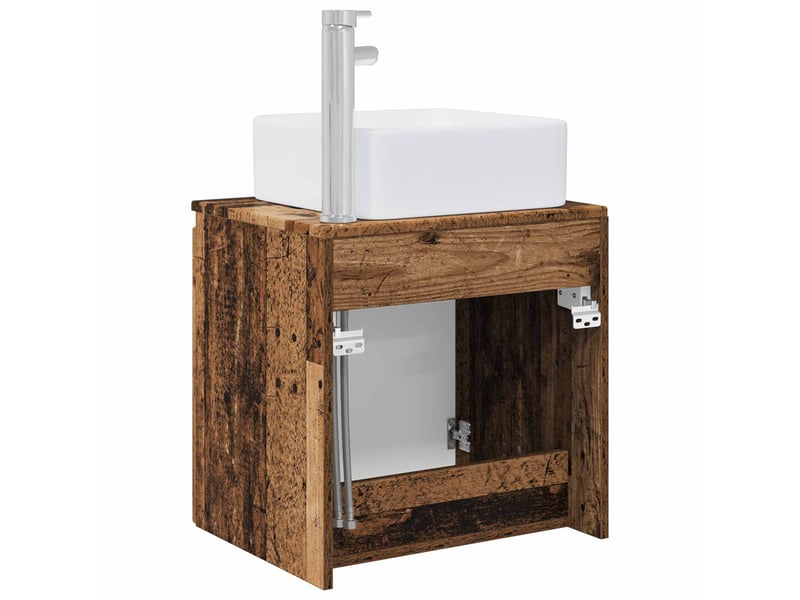  Vanité de lavabo mural, meuble de rangement bois ancien 53x35x63 cm  - Conforama E