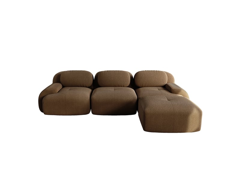 Canapé d'angle modulaire 298x178x70 cm sans montage en velours côtelé marron - Conforama A