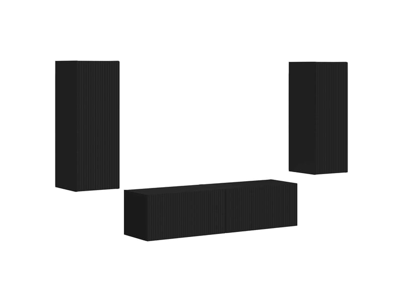  Ensemble meuble tv - banc tv - meuble de rangement 2 pcs noir bois d'ingénierie  - Conforama A