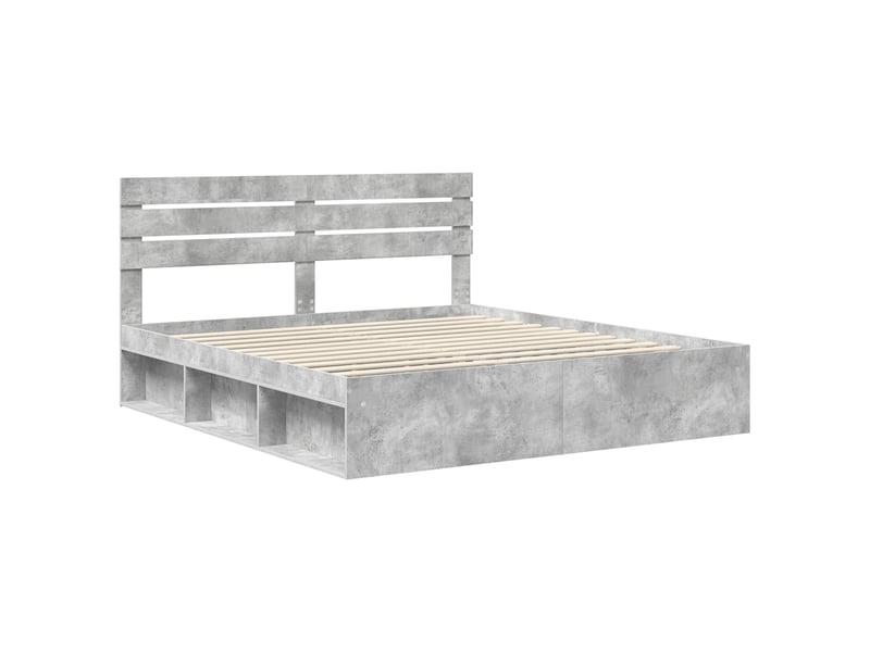  Lit double- lit adulte -  cadre de lit avec tête de lit béton 180 x 200 cm pin massif  - Conforama C