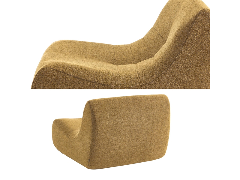 Lot de 2 fauteuils chauffeuses en bouclette texturée moutarde style contemporain 1 place - Conforama E