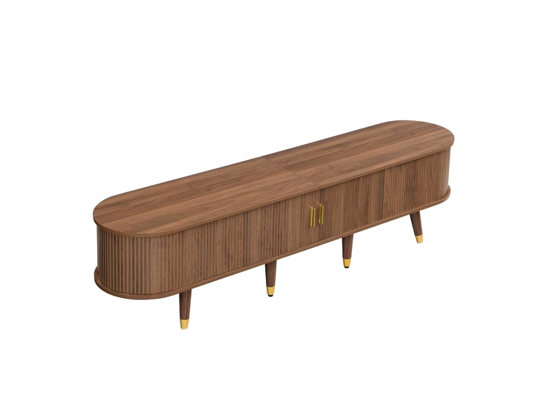  Ensemble salon avec meuble tv et table basse ovale en mdf noyer  - Conforama A