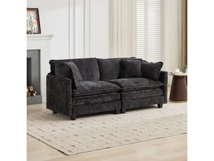 Canapé cloud loveseat moderne en tissu chenille noir double coussin rembourré