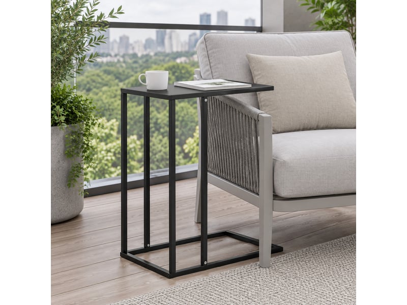  Table d’appoint en c 46x26x60 cm en acier noir pour canapé et lit  - Conforama D