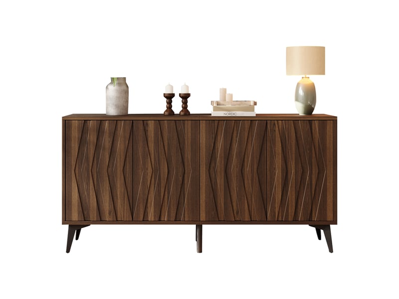 Buffet bas 140x35x70 cm noyer avec 4 portes, étagères réglables Fay Lum - Conforama A
