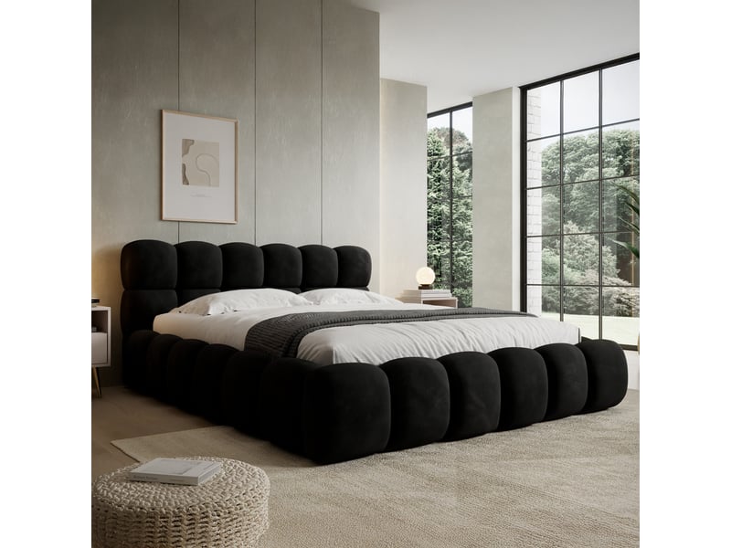 Lit coffre tomaso 180cm velours noir - Conforama B