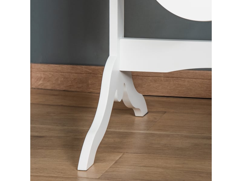 Miroir à pied ovale style shabby chic inclinaison réglable dim. 48l x 46l x 147h cm mdf blanc  - Conforama W
