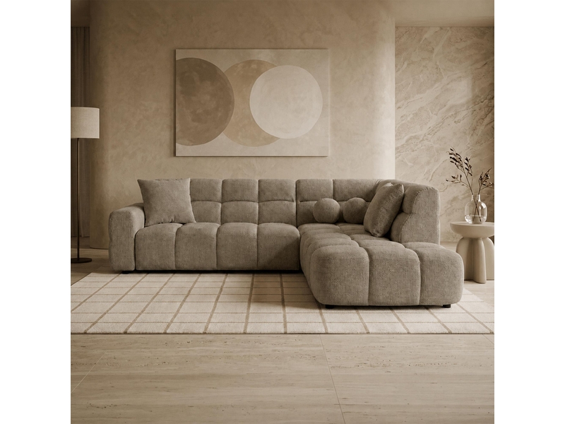  Canapé d'angle en tissu taupe - angle droit  - Conforama B