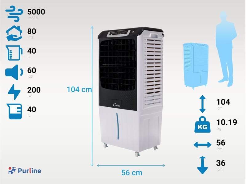 Rafraichisseur d'air par évaporation électronique à débit élevé RAFY 185 - Conforama C
